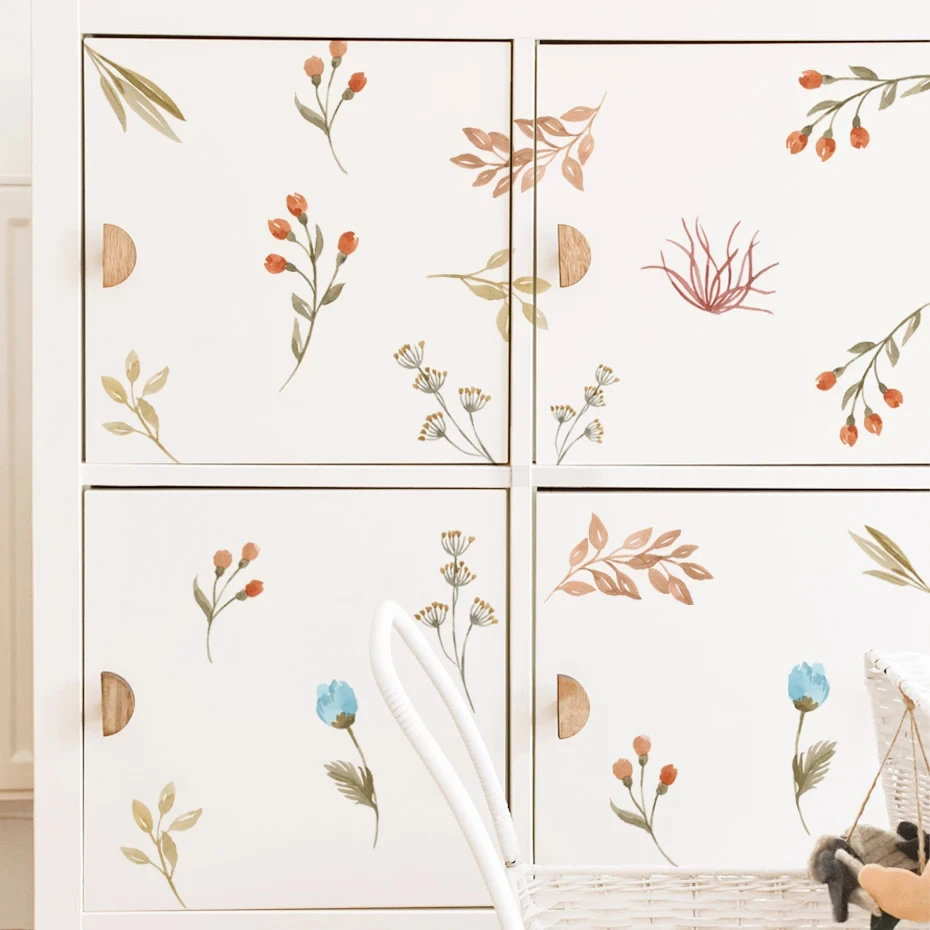 Vinilo decorativo boho con hierbas y flores para habitación infantil - imagen 4