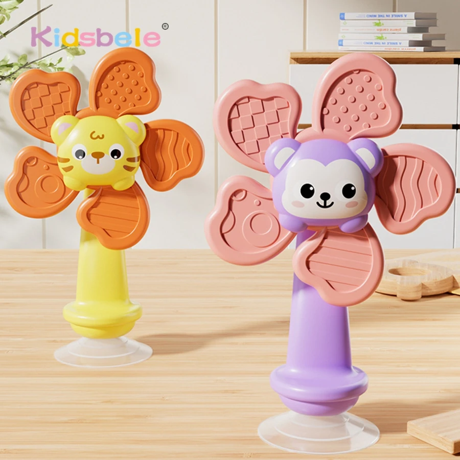 Juguete giratorio de animales para bebé con sonajero giratorio sensorial con ventosa, juguete antiestrés de Aprendizaje Temprano Montessori para trona, coche y baño