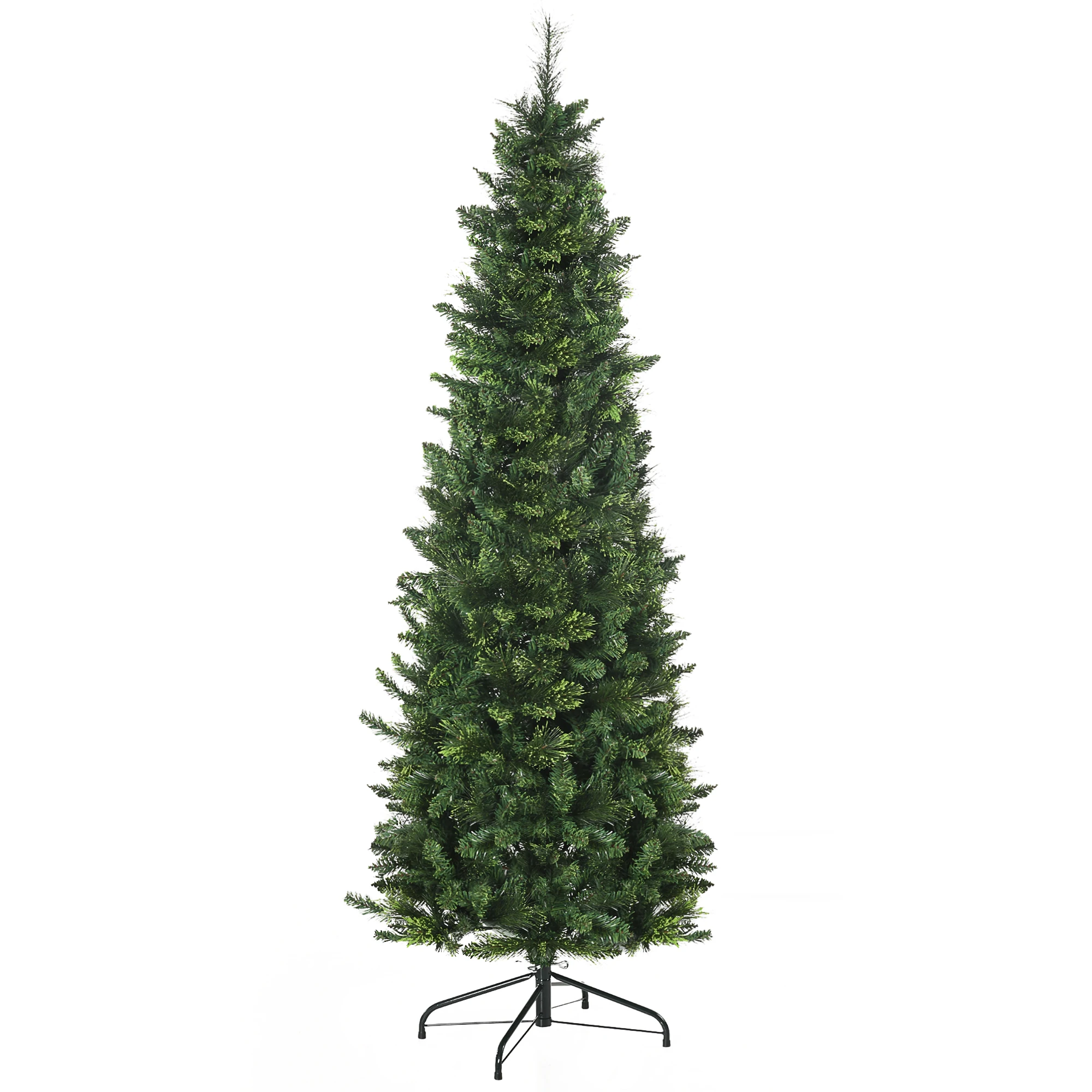 HOMCOM Árbol de Navidad Artificial de 180 cm Árbol Navideño con 618 Ramas Agujas de Pino Apertura Automática y Base Plegable de Acero Ø70x180 cm Verde