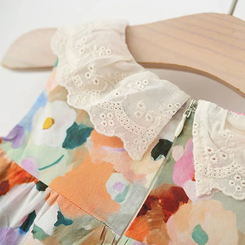 Ropa de verano para niñas pequeñas, 2 piezas, moda coreana, bonito cuello de muñeca, sin mangas, estampado, vestidos de princesa para bebés + bolsa, vestido para niños B034 - imagen 5