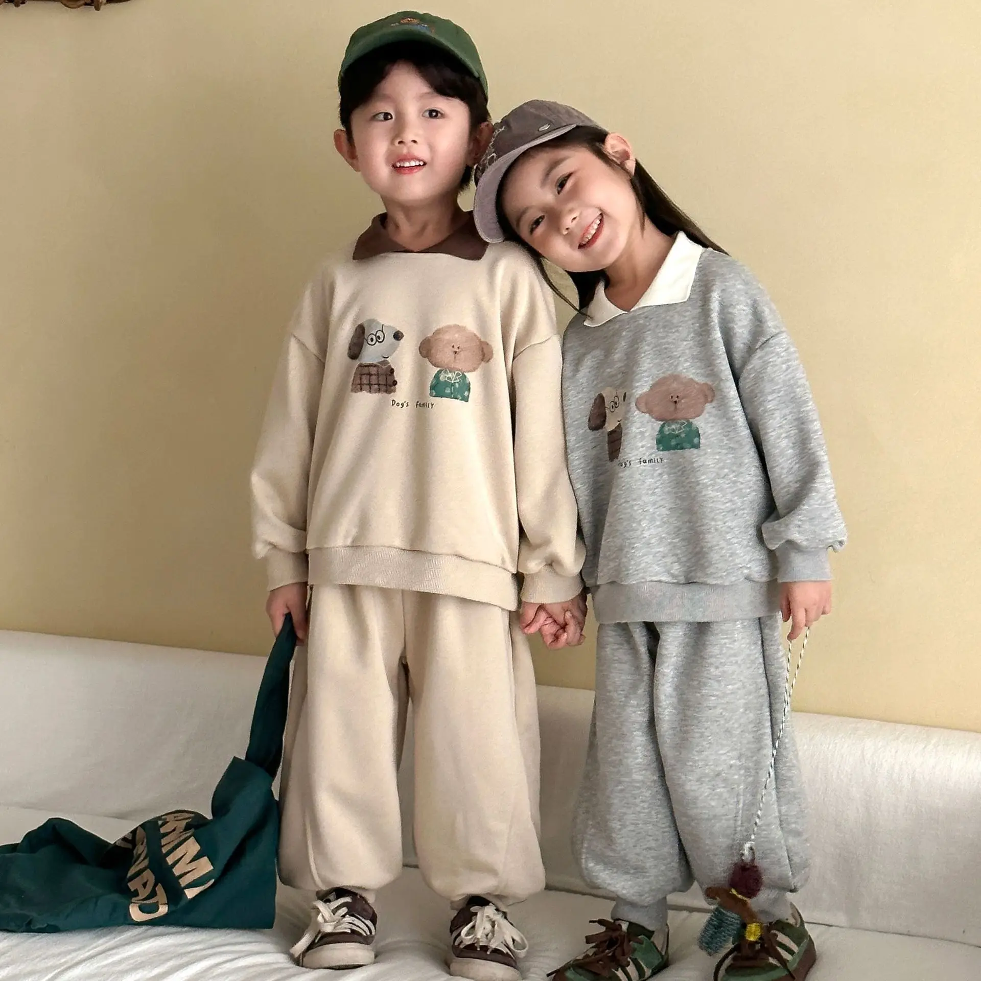 Conjunto deportivo infantil sudadera con dibujos + pants de algodón - imagen 2