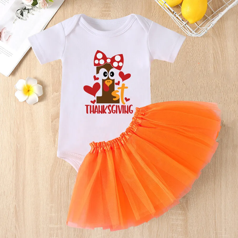 Body con estampado de My 1st Thanksgiving para bebé, conjunto de vestido para fiesta de Acción de Gracias, vestidos para niñas, tutú para pastel, atuendo para bebé, ropa de bautismo infantil - imagen 4