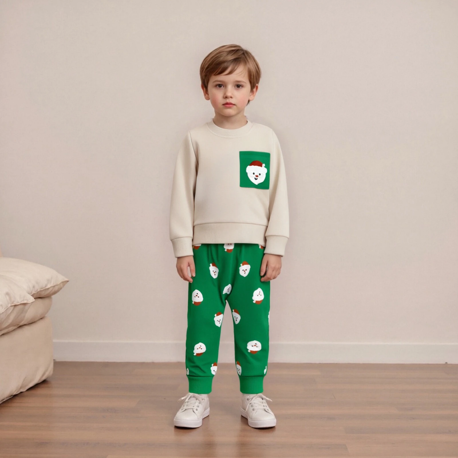 Suefunskry Conjuntos de 2 piezas de Navidad para niños pequeños, sudadera de manga larga con cuello redondo, tops, pantalones con cordón y estampado de pan de jengibre - imagen 4