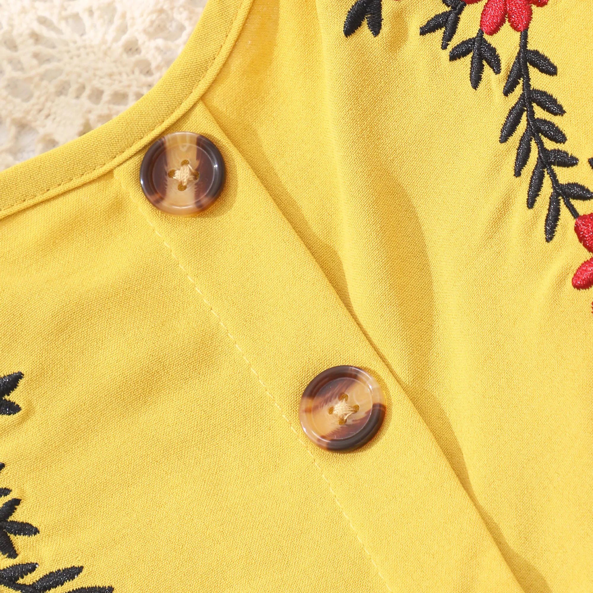 Vestido amarillo para niñas, camisola artística Retro, vestidos para niños, botón, algodón, fiesta de cumpleaños, vestido para adolescentes, 8, 9, 10, 11, 12 años - imagen 4