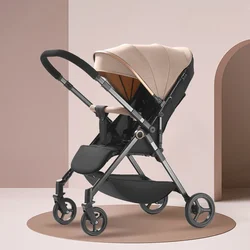 Cochecito de bebé plegable ultraligero con suspensión 4 ruedas bidireccional