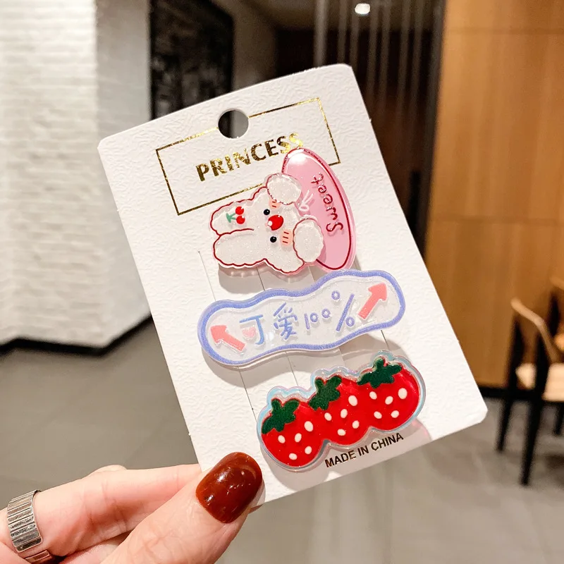 3 uds. De pinzas para el pelo de oso de dibujos animados para niñas, horquillas laterales con flequillo, pasadores decorativos para el cabello, accesorios de estilo para el cabello a la moda - imagen 4