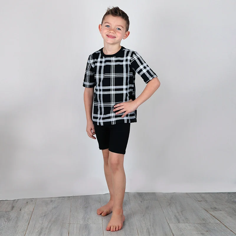 Pijama de niño de algodón a cuadros de manga corta verano - imagen 2