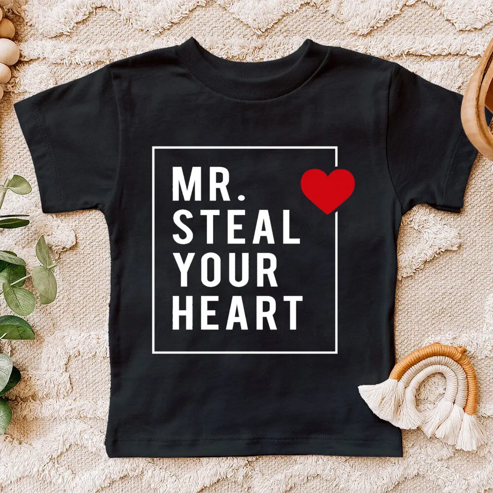 ABC I Love U Alphabet Print Child Shirt  Valentine's Day Party Kids Outfit Boys Girls Short Sleeve T-shirt Children Holiday Tops - imagen 4