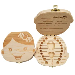 Caja para dientes de bebé de madera con organizador de recuerdos