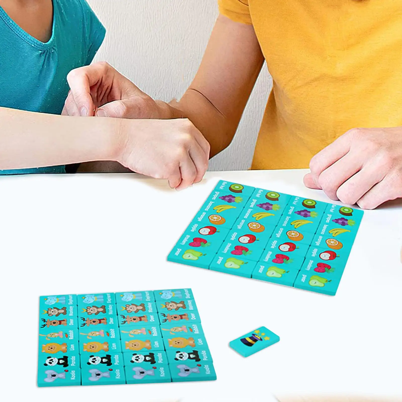 36x Wood Dominos Educational Toy Logical Training Game Practical Skill Fruit and Animals Puzzle Dominos for Kids Boys and Girls