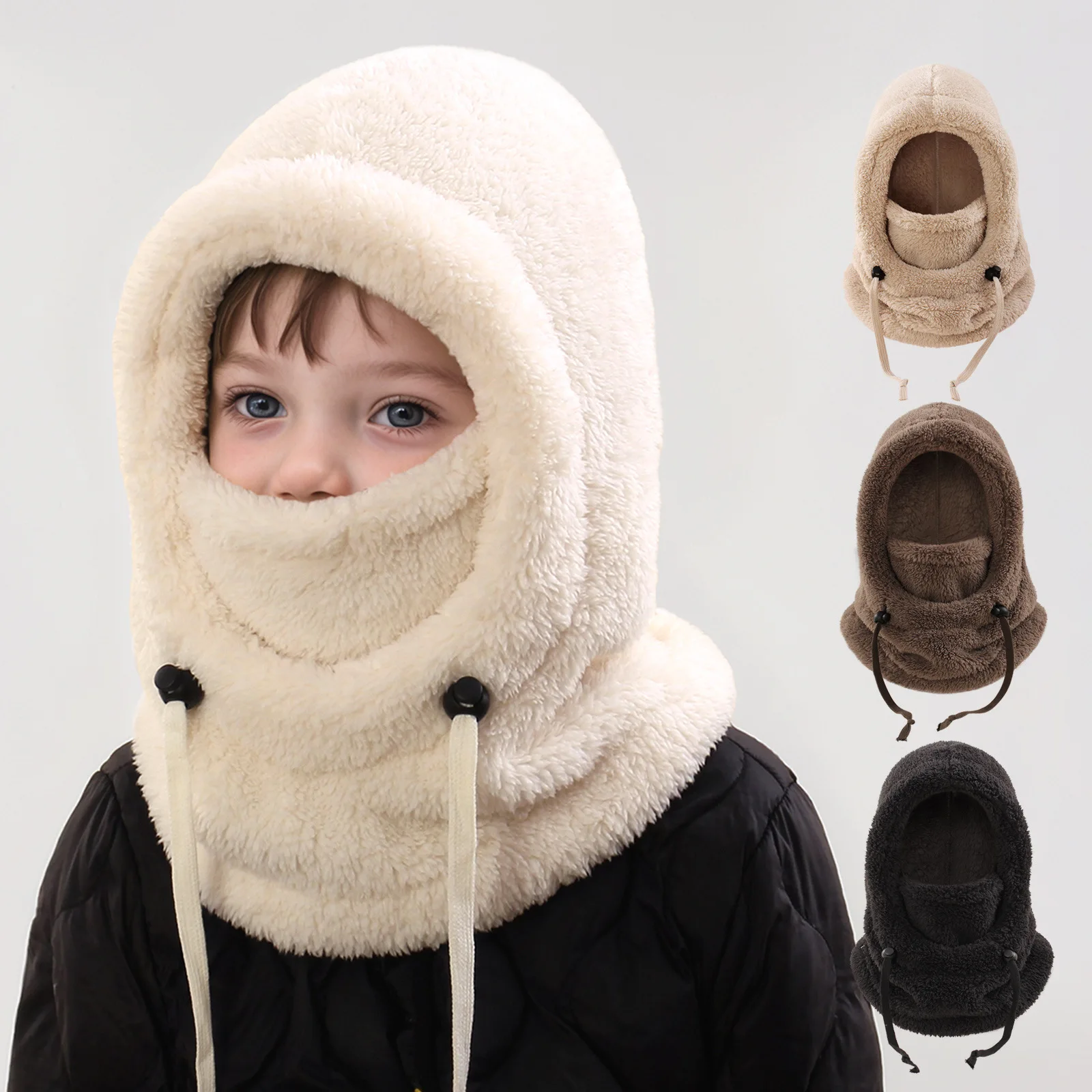 Gorro de felpa con máscara facial para niños – Protección invierno - imagen 5