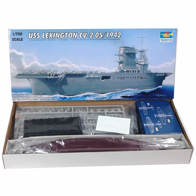 TRUMPETER 1/700 USS Lexington CV-2 05/1942 Aircraft Carrier Plastic Assembly Puzzle Model - imagen 2