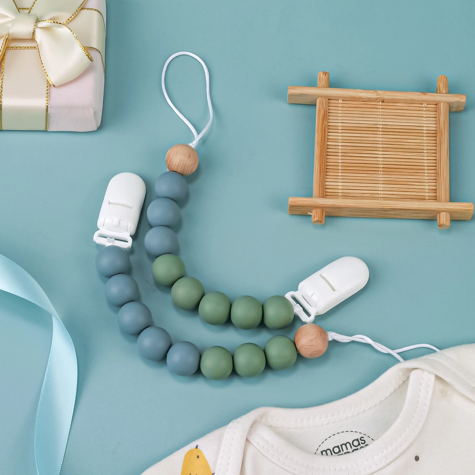 Clips para chupete de bebé, cadena integrada de silicona para chupete de bebé, mordedor, juguetes para la dentición, soporte con Clip, Clip de cadena, regalo para bebé, 1 ud. - imagen 2