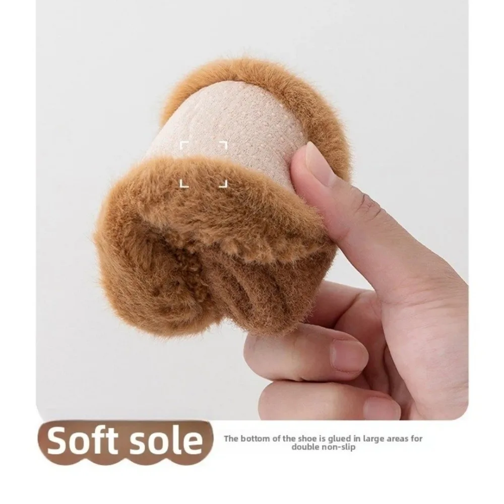 Nuevos zapatos infantiles de Otoño Invierno, calcetines cálidos para caminar con oso de dibujos animados, suela de cuero antideslizante, calcetines de suelo para niños para bebé recién nacido - imagen 4