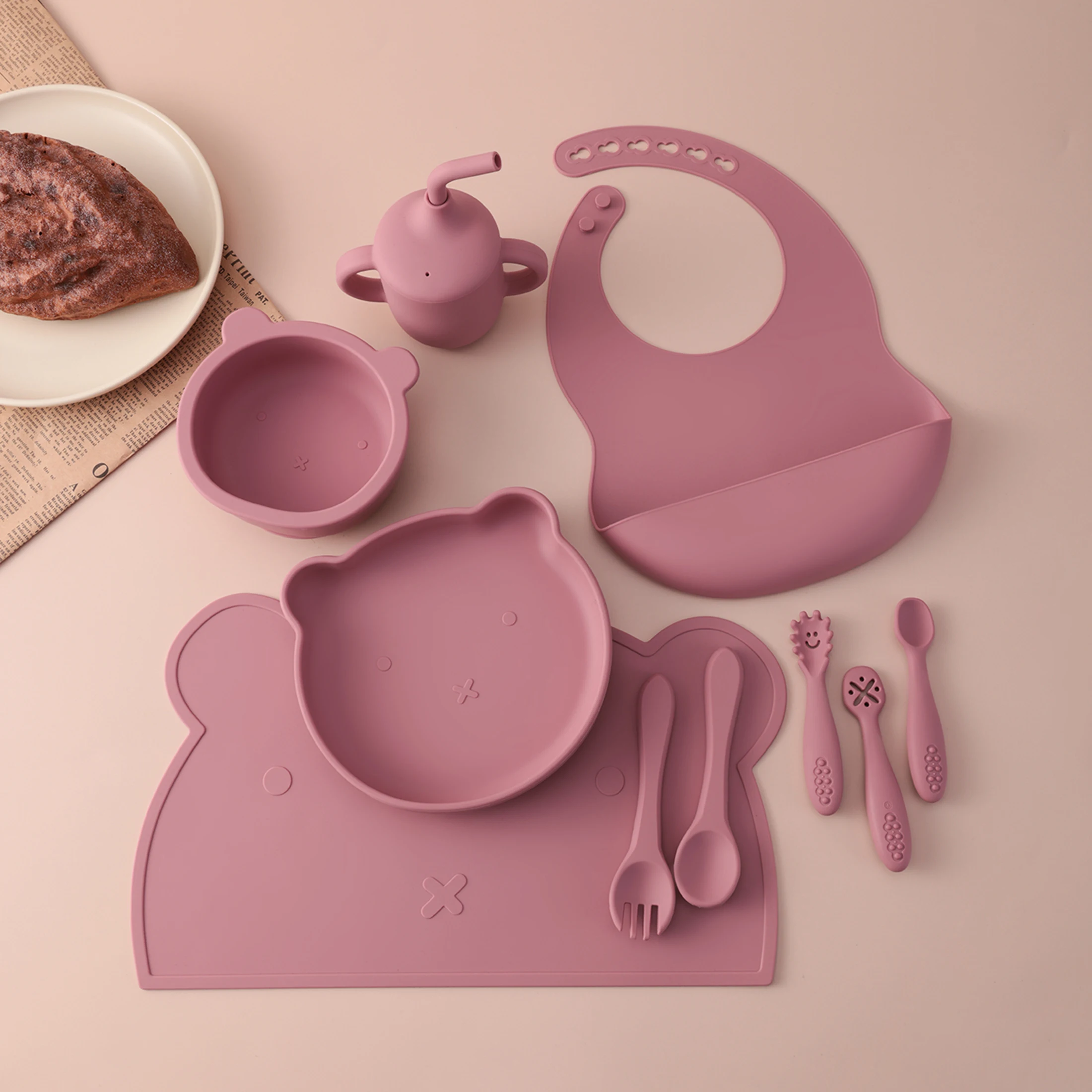 Set destete bebé vajilla silicona ventosa antideslizante sin BPA - imagen 3