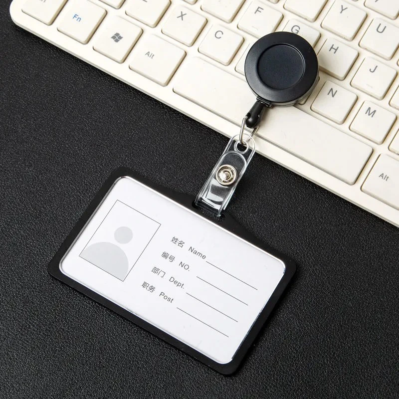 Portatarjetas de trabajo de aleación de aluminio, funda para permiso de trabajo, etiqueta de identificación, soporte para insignia, carrete retráctil, tarjetero de Metal