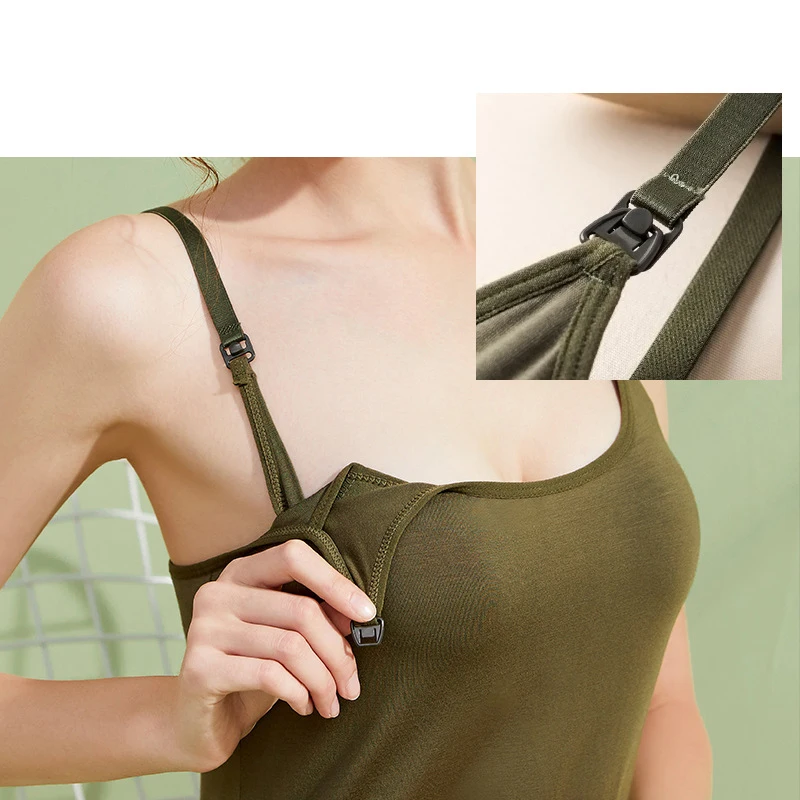 Ropa de maternidad, conjunto de cabestrillo de lactancia, almohadilla para el pecho, camisola de lactancia externa, conjunto de camisa y pantalones cortos, pijamas de lactancia posparto - imagen 4