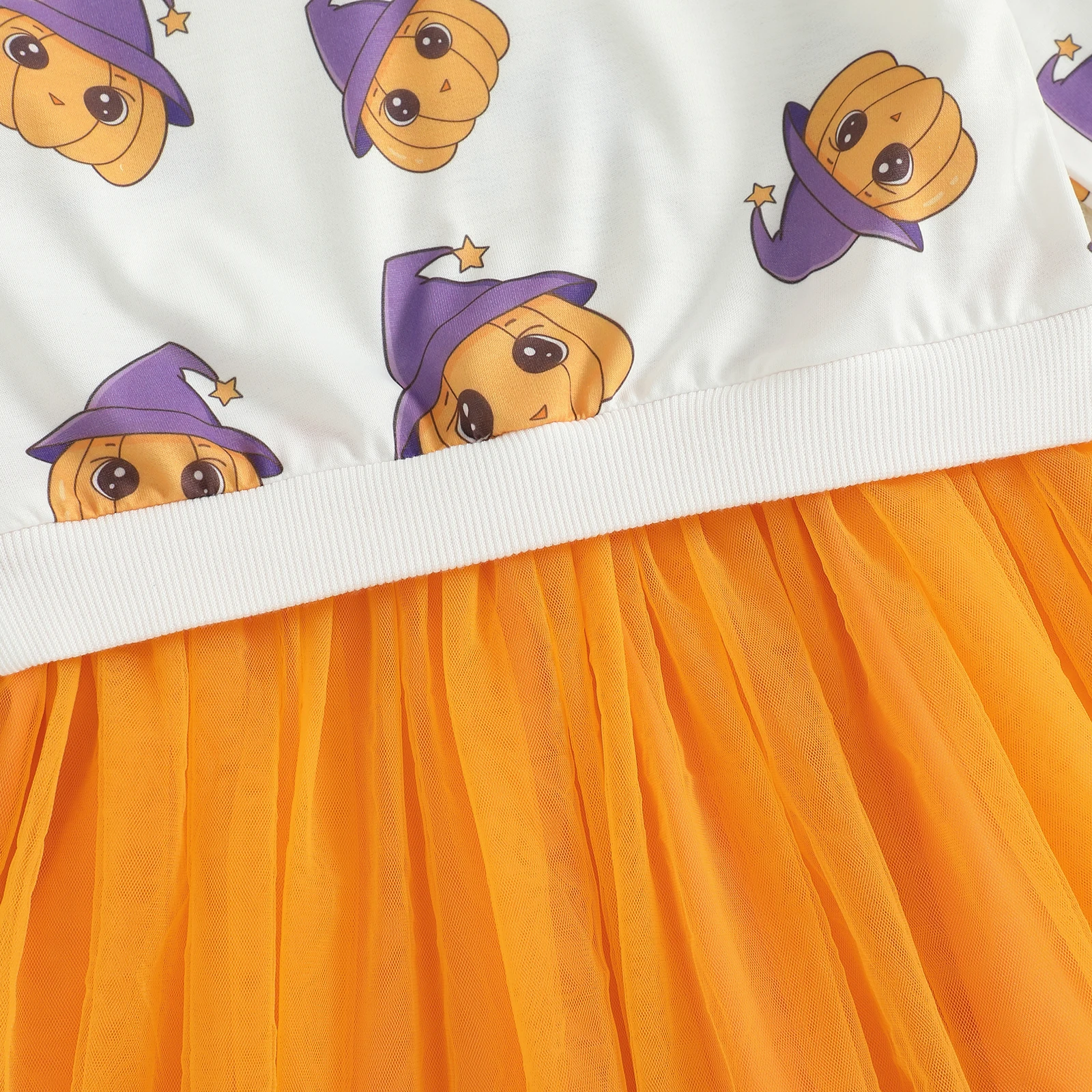 SUNSIOM Conjunto de otoño para niña pequeña de 1 a 6 años con estampado de calabaza de Halloween, jersey de manga larga con cuello redondo, falda de malla, trajes de 2 piezas - imagen 5