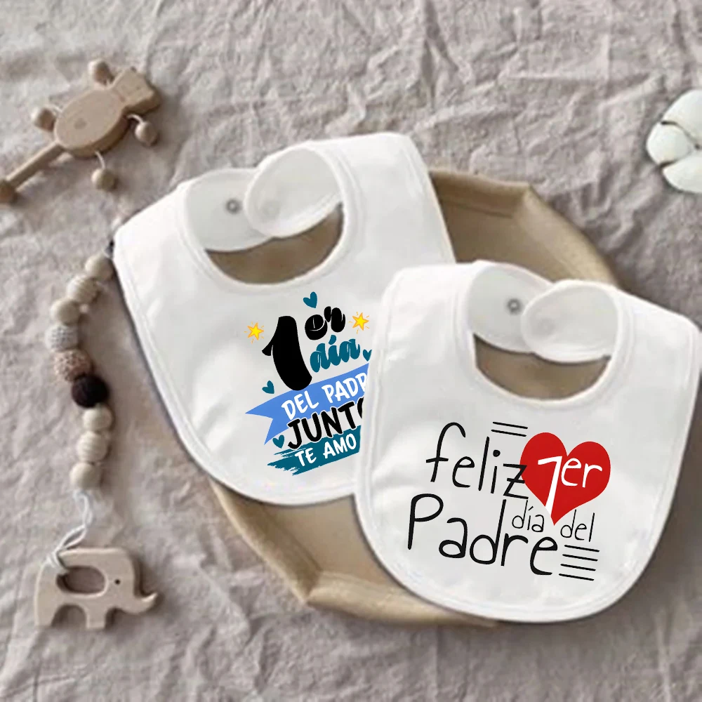 Babero con estampado para bebé, ropa para eructar para niño pequeño, babero de algodón blanco para alimentación