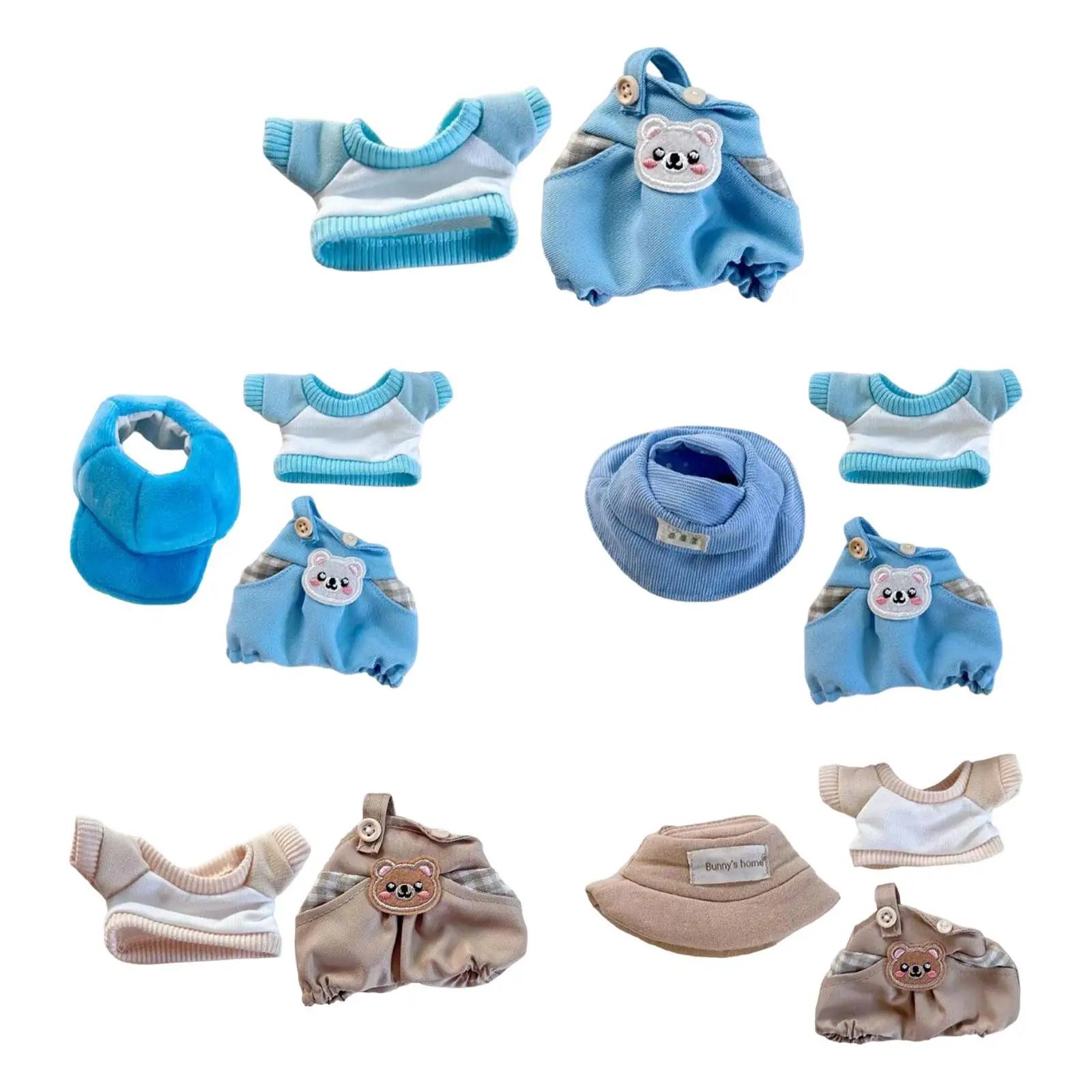 Plush Doll Outfit Cute Bear DIY Accessories Hands on for Kids Birthday Gift Coordination Imagination Costumes for Plush Dolls