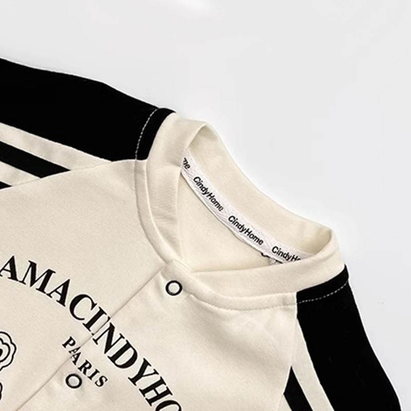 Mono bebé unisex de cuello redondo con rayas y dibujos - imagen 2