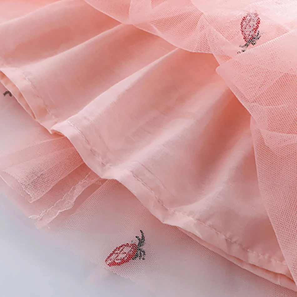 Falda de malla floral bordada para niñas, cintura elástica con capas transpirables para fiesta de juegos, diseño elástico suave de 3 a 14 años - imagen 4