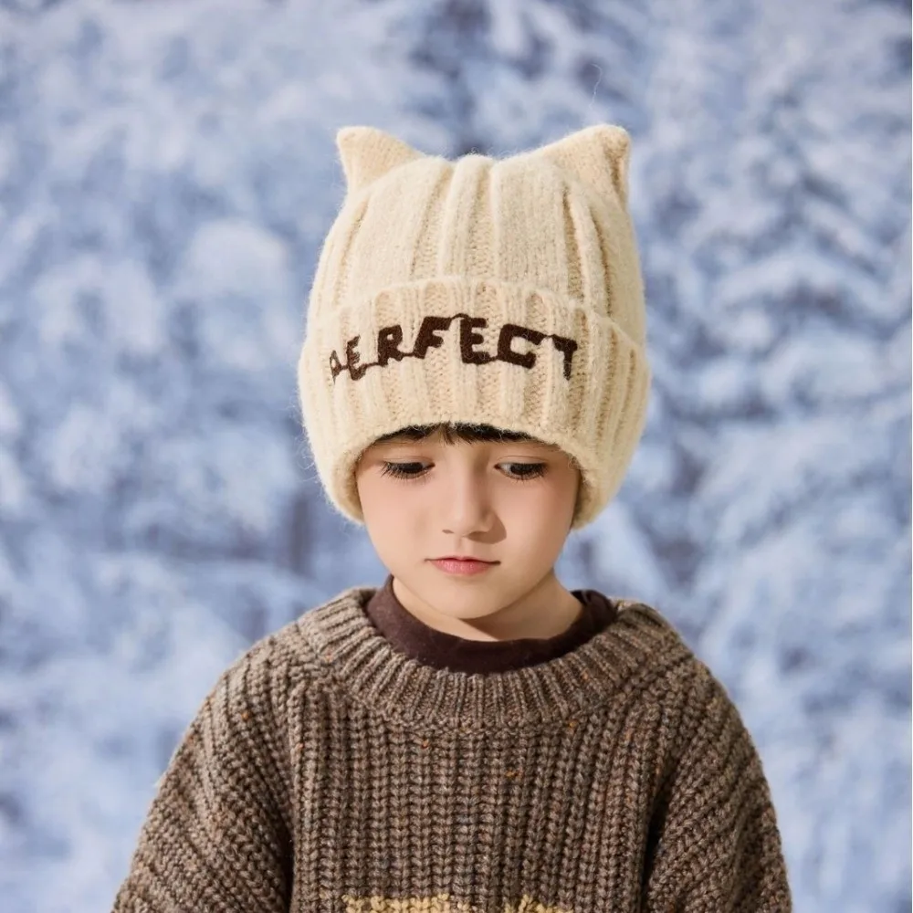 Nuevo Gorros de lana gruesa para niños, gorro tejido de Hip Hop cálido, gorro para niños - imagen 4