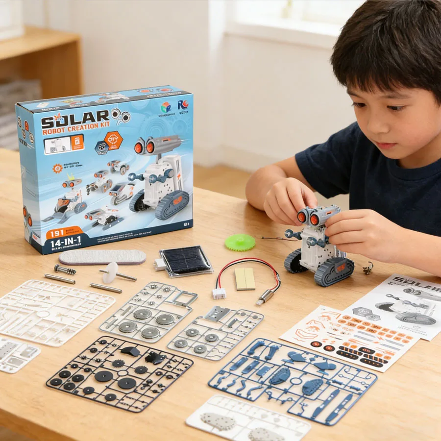 Experimento científico 7 en 1, Robot Solar de juguete DIY, herramienta de aprendizaje alimentada por construcción, Robots educativos, Kit de dispositivos tecnológicos para chico
