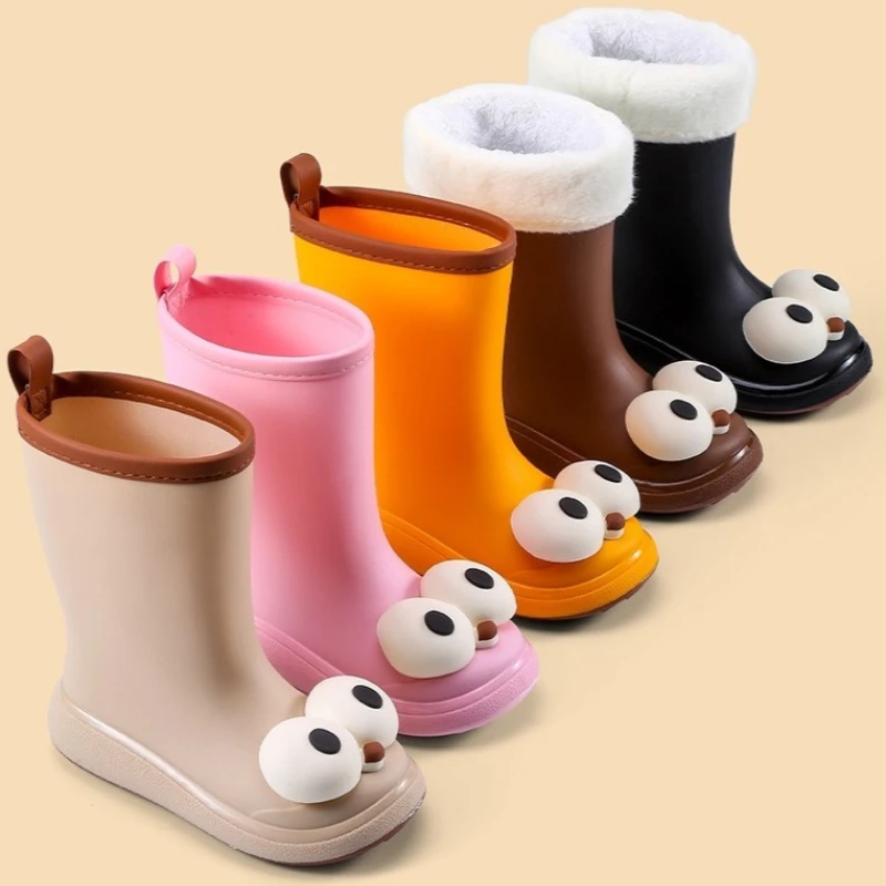 Zapato de lluvia para niños, zapatos planos para niñas nuevas para las cuatro estaciones, zapato de algodón antideslizante para invierno, moda para hombres y mujeres, zapato de lluvia versátil para estudiantes