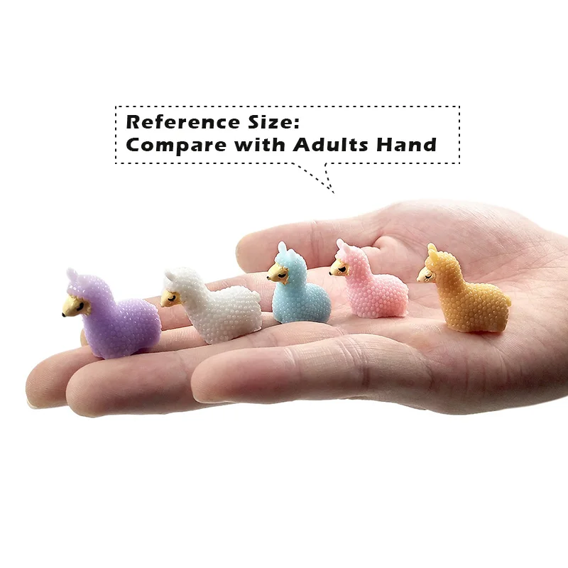 Figurita en miniatura de oveja y Alpaca, modelo 3D de dibujos animados de animales, artesanía de resina para jardín de hadas, accesorios de bricolaje para decoración del hogar, 5 uds. - imagen 5