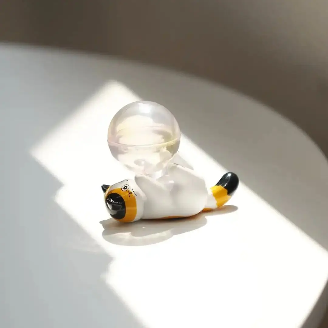 En Stock Qualia cápsula de juguete Neko hachi calico gato y burbuja de jabón figura de mascota gatito travieso baño corazón ornamento gasha - imagen 3