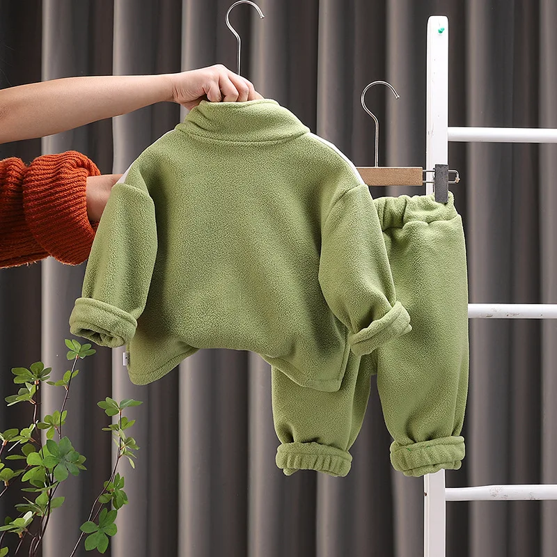 Nueva ropa de Otoño Invierno para bebés, chaqueta gruesa para niñas, pantalones, 2 unids/set, disfraz para niños, ropa para niños, chándales infantiles - imagen 3