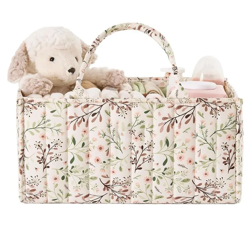 Bolsa de pañales con estampado Floral elegante, organizador para artículos esenciales para bebés, bolso portátil de gran capacidad para mamá, bolsa de viaje para guardería a la moda