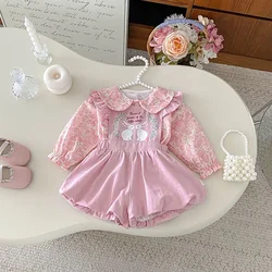 MILANCEL mono otoño bebé con estampado conejito y tirantes