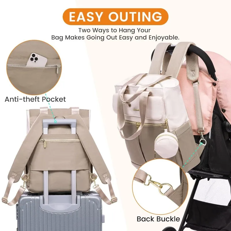 Mochila multifuncional para pañales, bolsa de maternidad impermeable de gran capacidad con bolsillos aislados, organizador de viaje para mamá y bebé