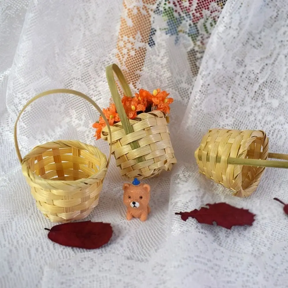 Cestas trenzadas de mimbre con asa para fiestas infantiles – Mini