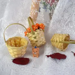 Cestas trenzadas de mimbre con asa para fiestas infantiles – Mini