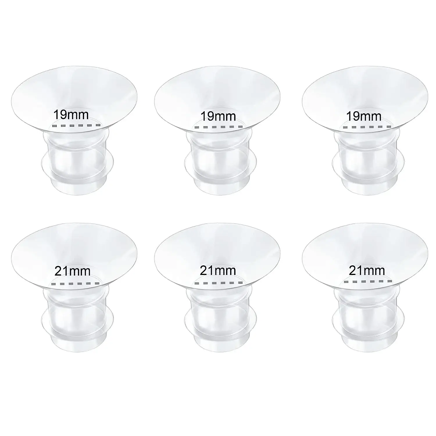 Insertos de brida para extractor de leche materna, 5 tamaños, convertidor de protección para el pecho, reemplazo práctico de extractor de leche de 13mm, 15mm, 17mm, 19mm y 21mm
