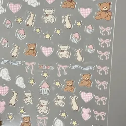 Pegatinas kawaii de conejito y oso – Adhesivos 5D con relieve