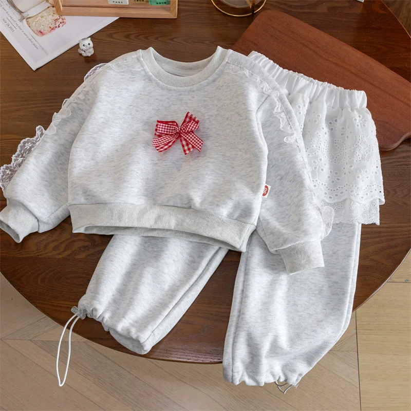 Conjunto primavera niña con lazo – Jersey y pantalón de algodón - imagen 4