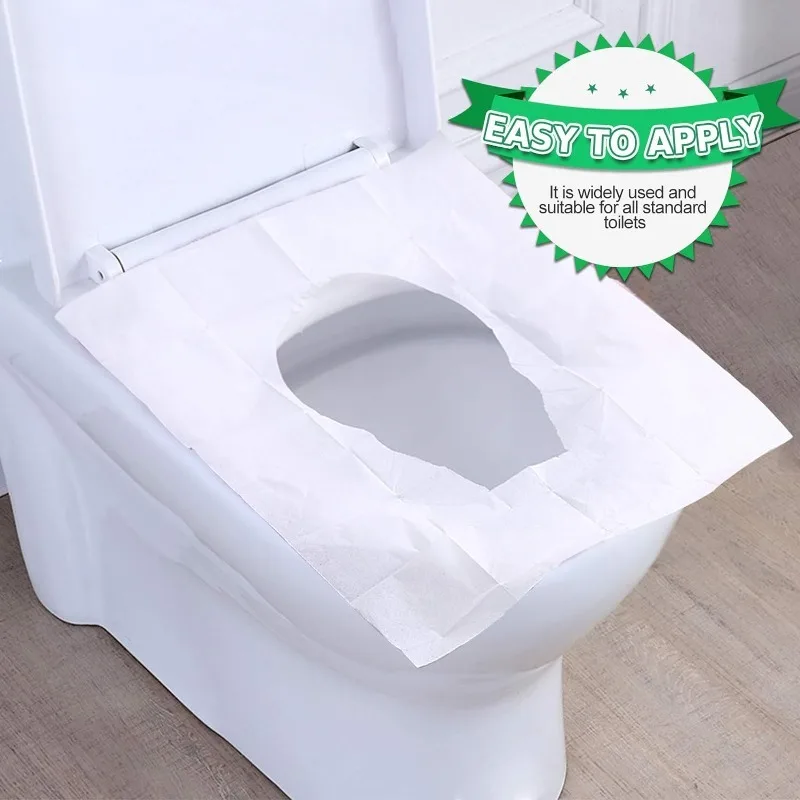 Cubierta de alfombrilla para inodoro de baño, asiento de inodoro desechable portátil, almohadillas de viaje para acampar y Hotel, cubiertas de papel para inodoro de agua Soluble degradable - imagen 2