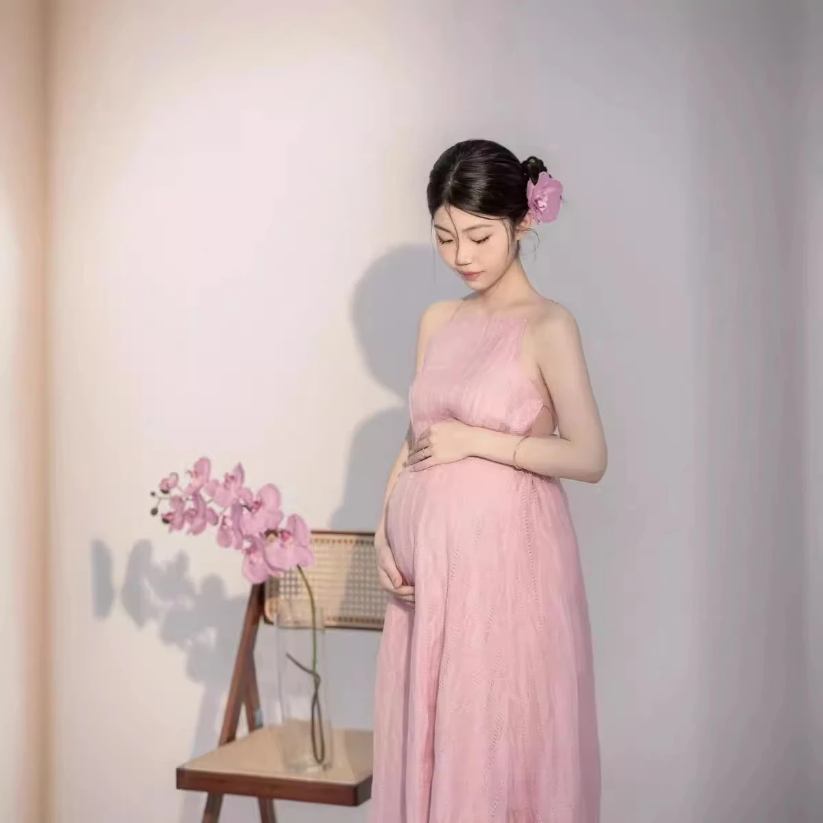 Vestido premamá sin mangas elegante para fotos de maternidad - imagen 2