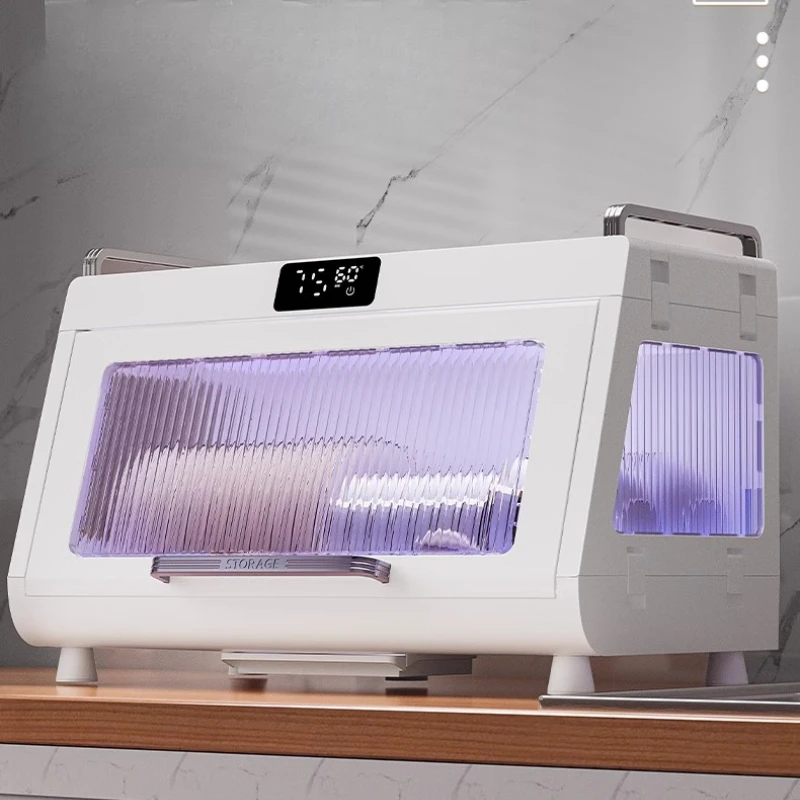 Gabinete desinfectante UV para el hogar de 55L con secador turbo - Solución de almacenamiento de vajilla para 6 personas a prueba de humedad para familias