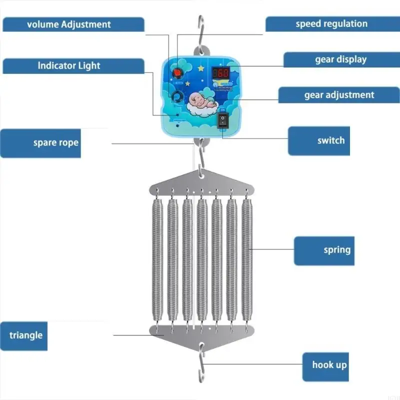 D7YD, dispositivo Control balancines para bebés funcionamiento silencioso, juego controlador columpio eléctrico - imagen 4