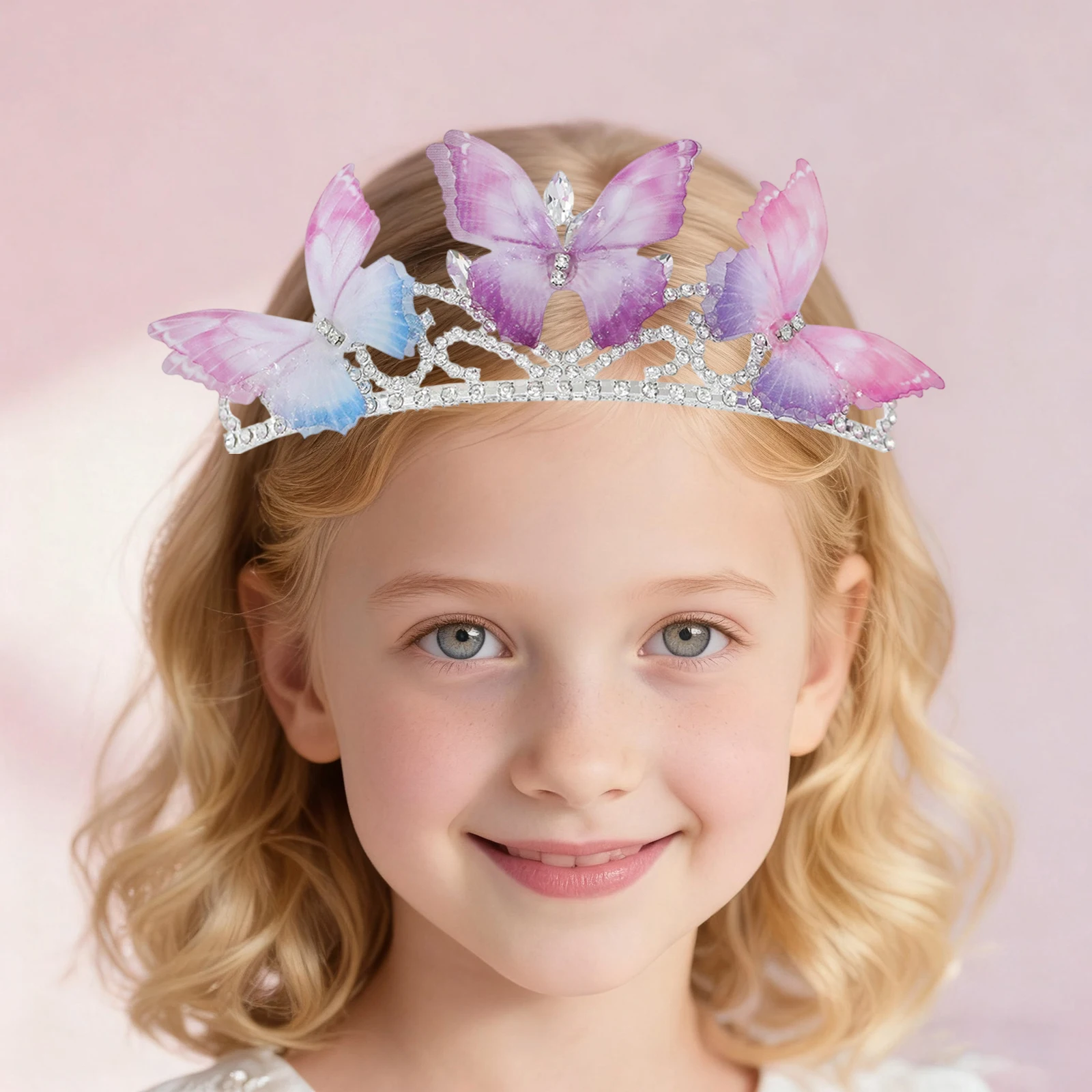Diadema de corona para niñas pequeñas con brillantes de fiesta - imagen 5