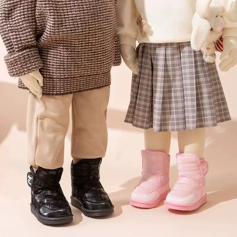 Botas de invierno para niños – impermeables en algodón, suela blanda - imagen 2