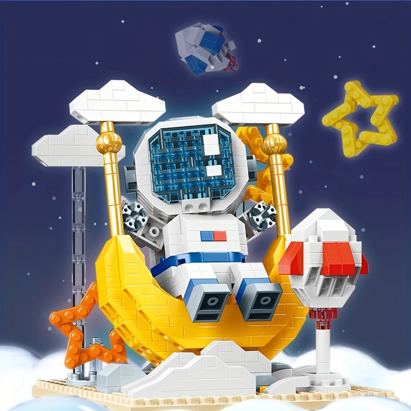 Juego de juguetes de bloques de construcción de astronauta Spaceman con caja de presentación, decoración de escritorio, Mini ladrillos, juguetes DIY para niños, regalos de vacaciones - imagen 2