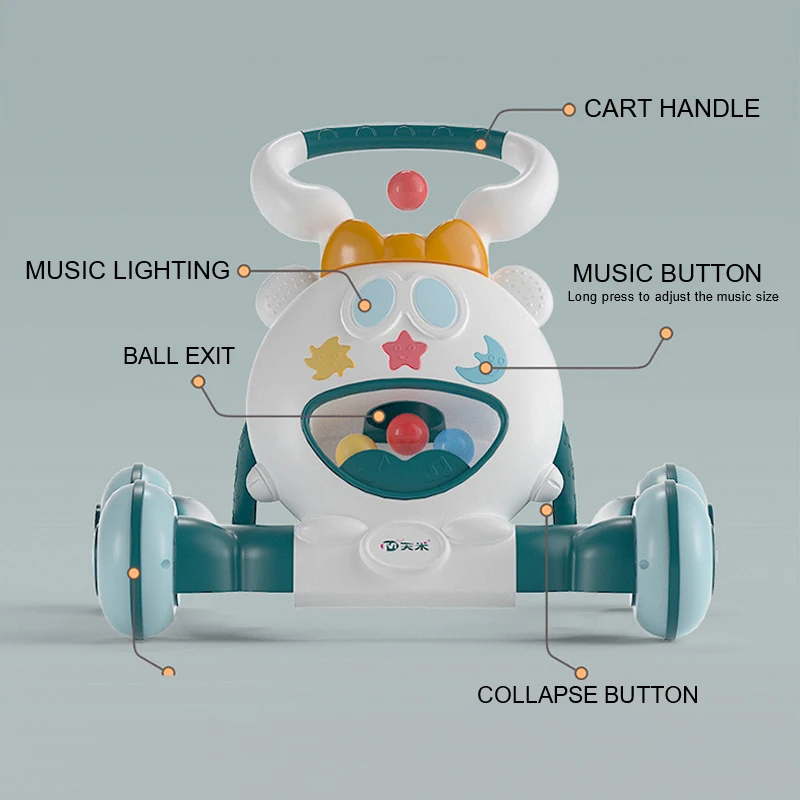 Andador para bebé multifunción con música y altura ajustable - imagen 4