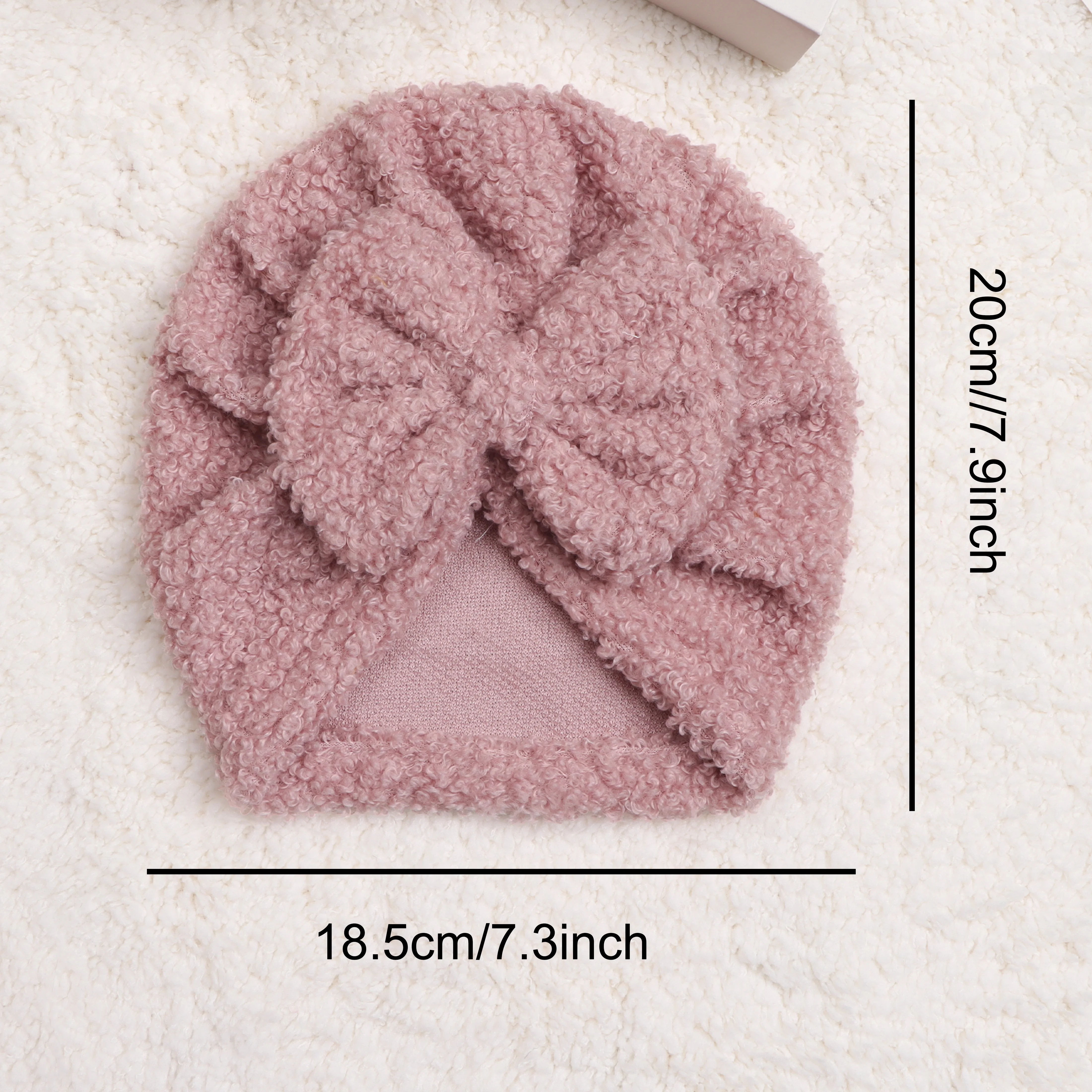 Gorro bebé con lazo de peluche cálido y transpirable - imagen 2