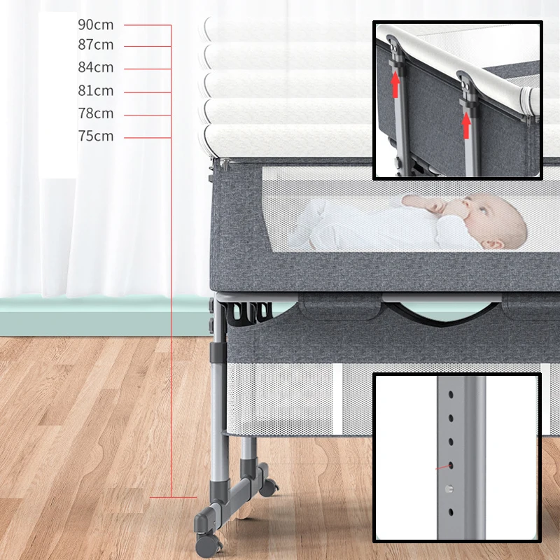 Cuna gemelar ajustable con malla transpirable – Moisés de noche - imagen 5